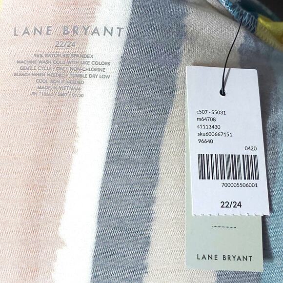 Lane Bryant Top Womens 22/24 V-Neck Short Sleeve Stripe Illusion Collection - Picture 6 of 11